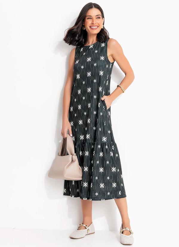 Vestido (�tnico Verde) em Malha Texturizada