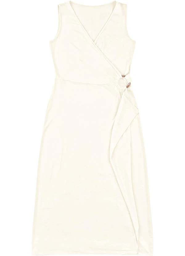 Malwee - Vestido Evasê Transpassado Off White