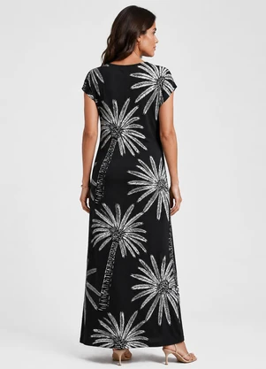Infinita Cor - Vestido Feminino com Decote em V Preto - INFINITA COR