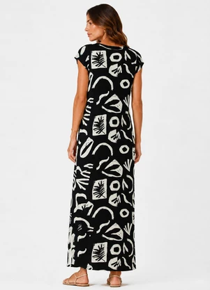 Infinita Cor - Vestido Feminino com Decote em V Preto - INFINITA COR
