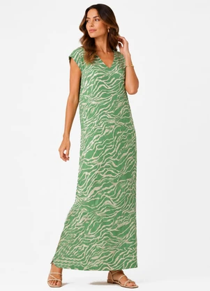 Infinita Cor - Vestido Feminino com Decote em V Verde - INFINITA COR
