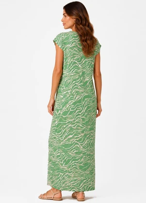 Infinita Cor - Vestido Feminino com Decote em V Verde - INFINITA COR