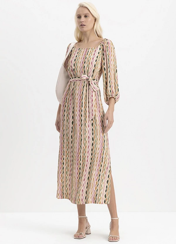 Essendi - Vestido Feminino com Fenda Natural