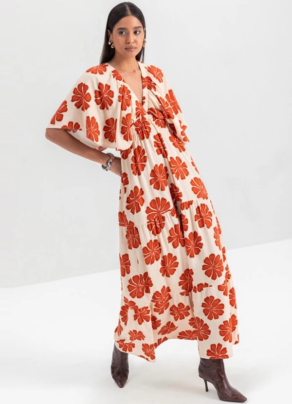 Essendi - Vestido Feminino em Viscose  Bege