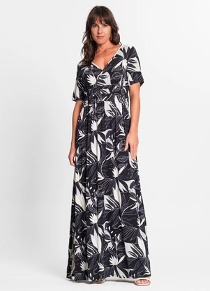 Rovitex - Vestido Feminino Estampado Preto - ROVITEX