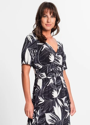 Rovitex - Vestido Feminino Estampado Preto - ROVITEX