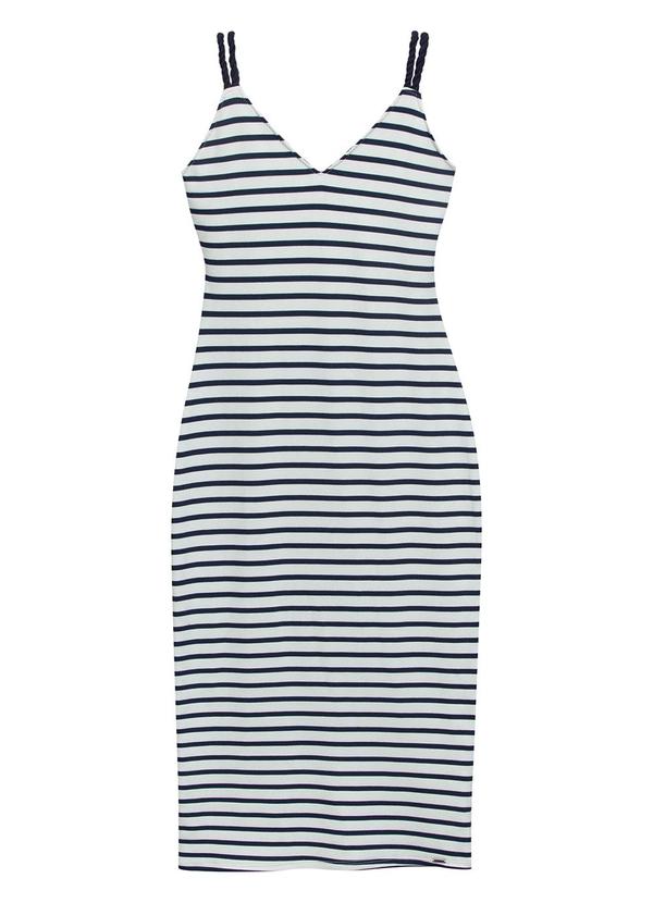 Marialícia - Vestido Feminino Listrado Azul