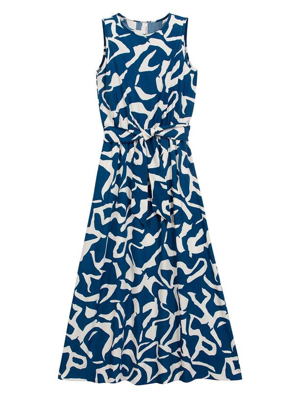 Marialícia - Vestido Feminino Longo Abstrato Azul 2