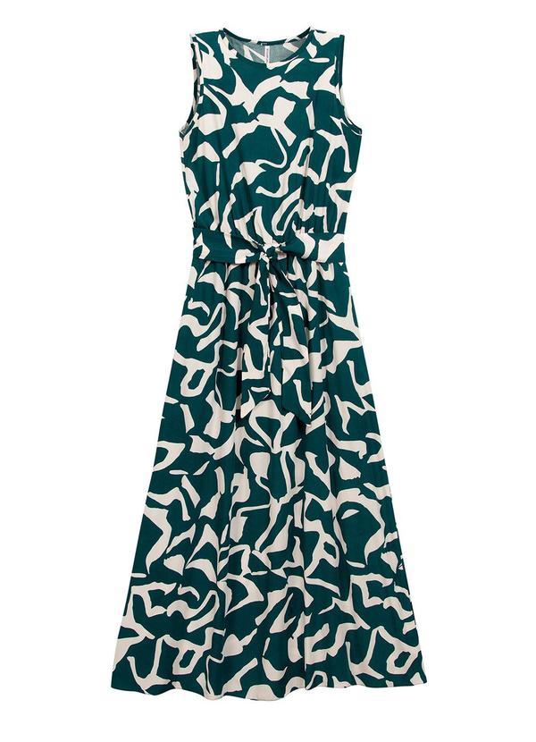 Marialícia - Vestido Feminino Longo Abstrato Verde 1