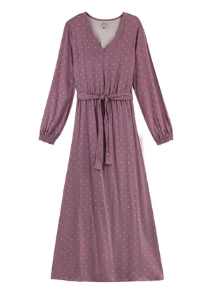 Marialícia - Vestido Feminino Longo Bolinhas Roxo - MARIALÍCIA