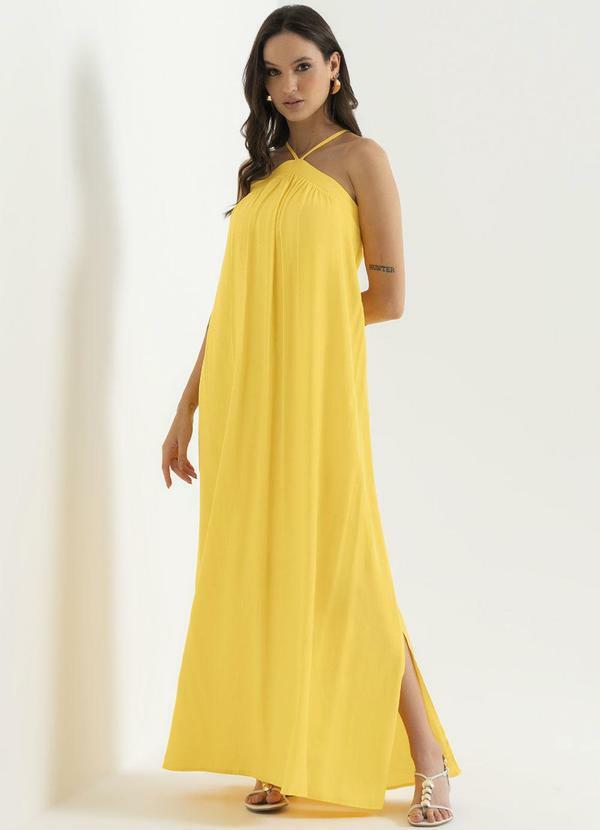Cativa - Vestido Feminino Longo de Alças Amarelo