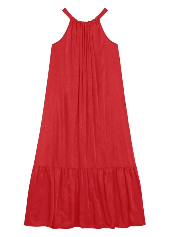 Essendi - Vestido Feminino Longo de Cetim Vermelho 2