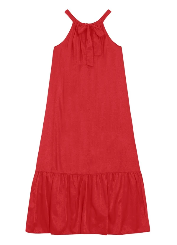 Essendi - Vestido Feminino Longo de Cetim Vermelho 3