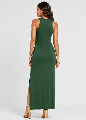 Infinita Cor - Vestido Feminino Longo em Viscose Verde - INFINITA COR