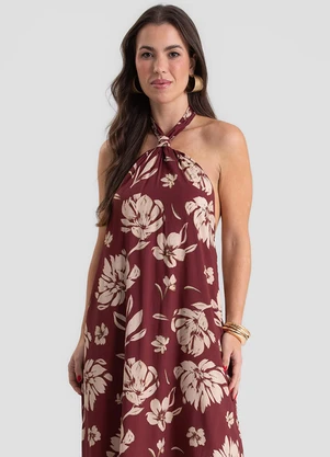 Dianna - Vestido Feminino Longo Estampado Vermelho - DIANNA