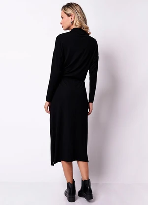 Torra - Vestido Feminino Longo Gola Alta Preto - TORRA
