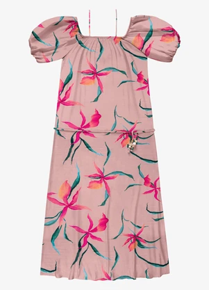 Endless - Vestido Feminino Longo Manga Bufante Rosa - ENDLESS