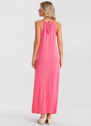 Rovitex - Vestido Feminino Longo Visco Maquinetada Rosa - ROVITEX