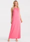 Rovitex - Vestido Feminino Longo Visco Maquinetada Preto - variação: Rosa