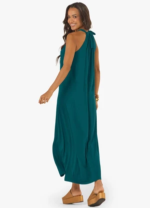 Rovitex - Vestido Feminino Longo Visco Maquinetada Verde - ROVITEX