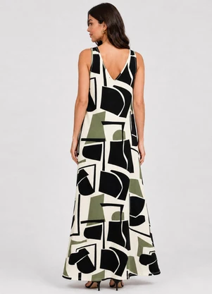 Infinita Cor - Vestido Feminino Longo Viscotorcion Bege - INFINITA COR