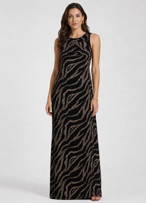 Infinita Cor - Vestido Feminino Longo Viscotorcion Preto - INFINITA COR