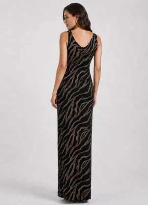 Infinita Cor - Vestido Feminino Longo Viscotorcion Preto - INFINITA COR