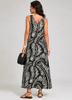 Infinita Cor - Vestido Feminino Longo Viscotorcion Preto - INFINITA COR