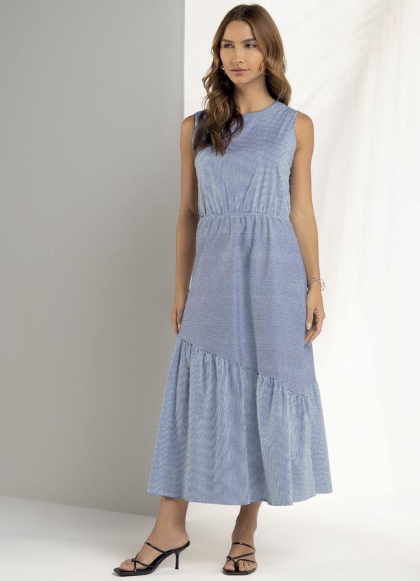 Marialícia - Vestido Feminino Midi Azul