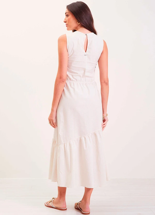 Marialícia - Vestido Feminino Midi Bege 2