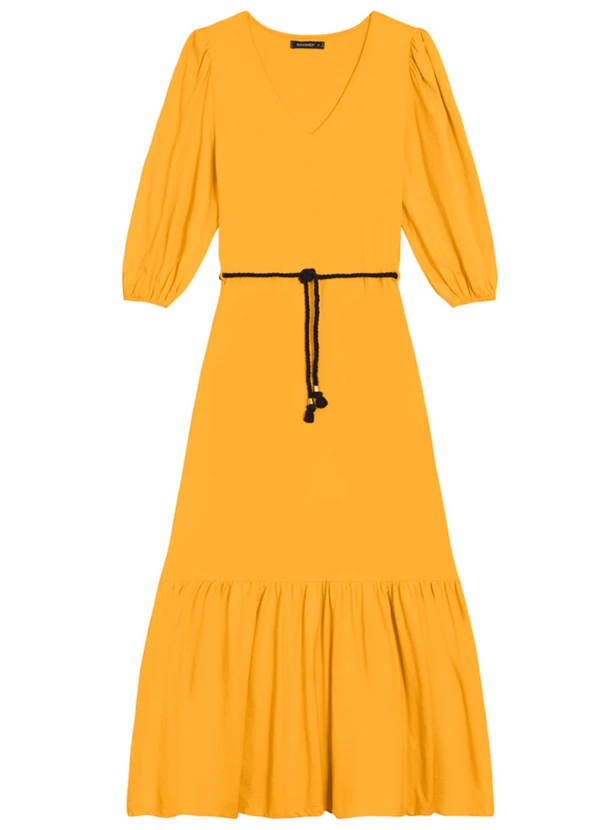 Essendi - Vestido Feminino Midi em Malha Comfort Amarelo 4
