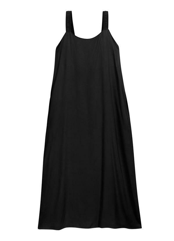 Marialícia - Vestido Feminino Midi Trapézio Preto