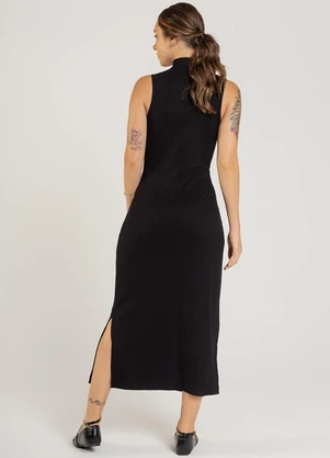 Just Basic - Vestido Feminino Ribana Canelada Preto - JUST BASIC