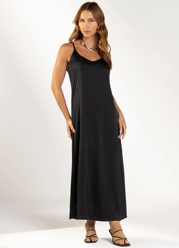Marialícia - Vestido Feminino Slip Dress Preto