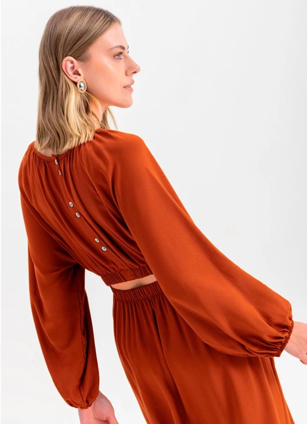 Essendi - Vestido Feminino Viscose  Marrom 2