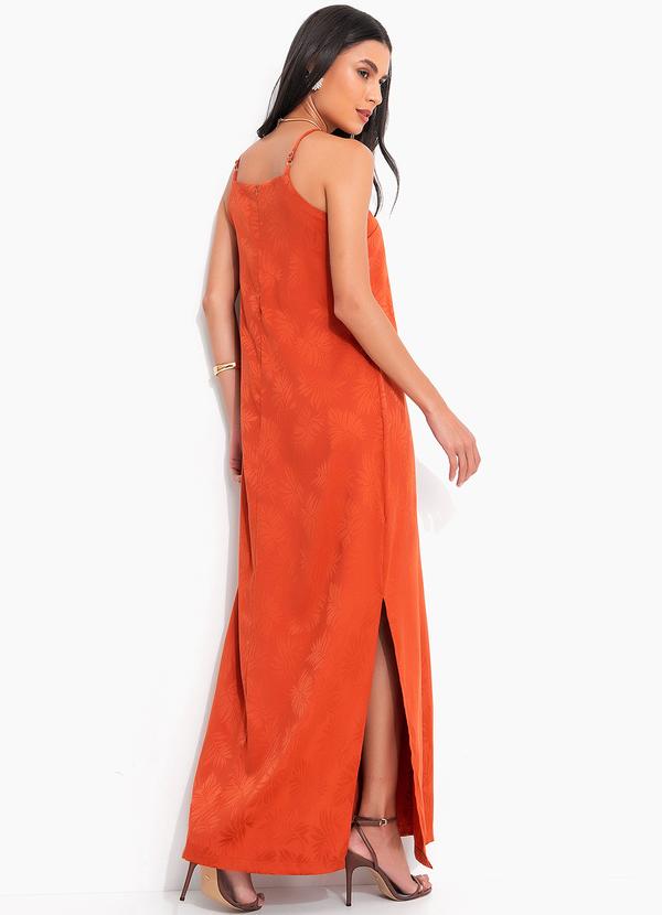 Quintess - Vestido Ferrugem em Tecido Plano Jacquard 2