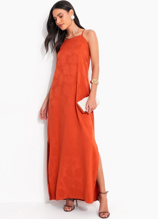 Quintess - Vestido Ferrugem em Tecido Plano Jacquard 3