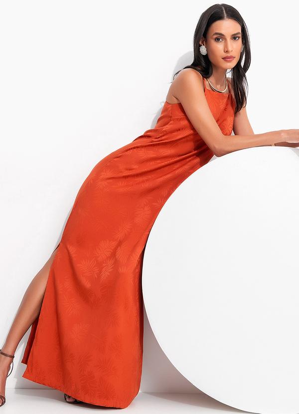 Quintess - Vestido Ferrugem em Tecido Plano Jacquard 4