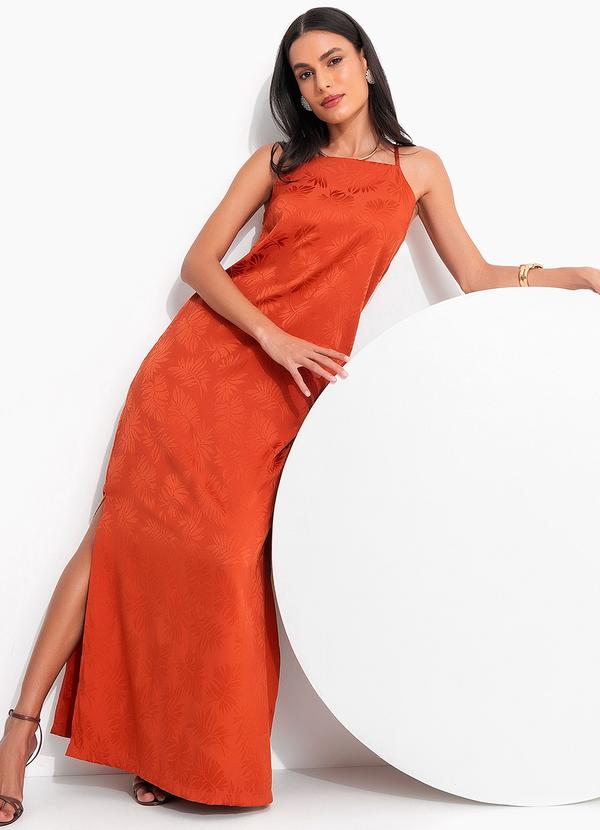 Quintess - Vestido Ferrugem em Tecido Plano Jacquard 5