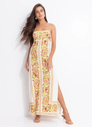 Farm - Vestido Flor de Fruta Lenço Bege - FARM