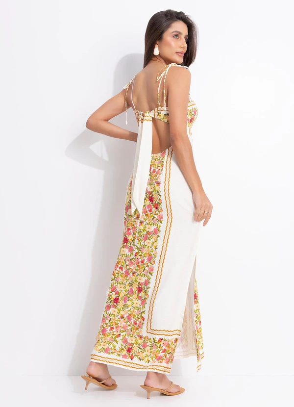 Farm - Vestido Flor de Fruta Lenço Bege 2