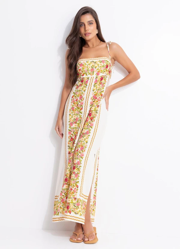 Farm - Vestido Flor de Fruta Lenço Bege 3