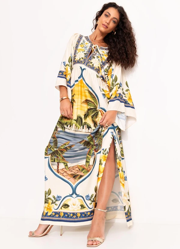 Farm - Vestido Flor do Rio Bege