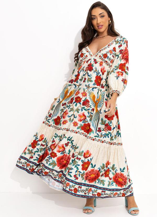 Farm - Vestido Flor em Mosaico Off White 3