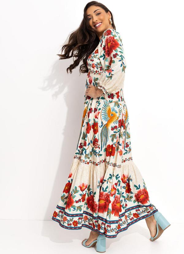 Farm - Vestido Flor em Mosaico Off White 6