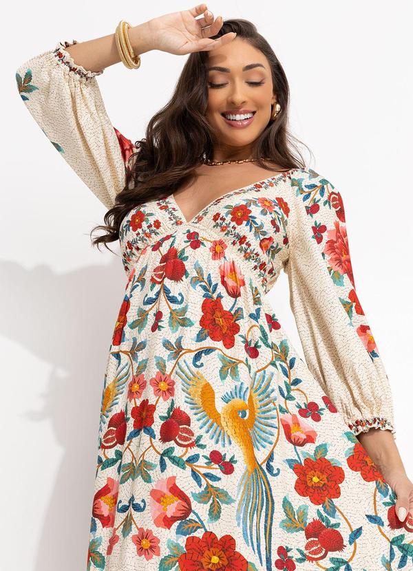 Farm - Vestido Flor em Mosaico Off White 7