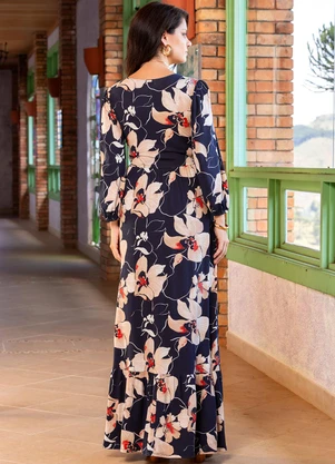 Quintess - Vestido Floral Artístico em Malha de Viscose - QUINTESS