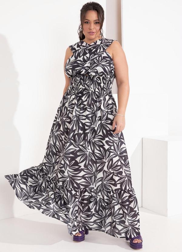 Outlet - Vestido Floral Artístico Longo com Transpasse 4