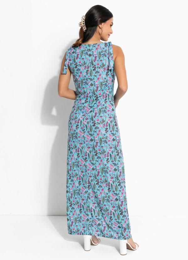 Outlet - Vestido Floral Azul com Alças Moda Evangélica 2