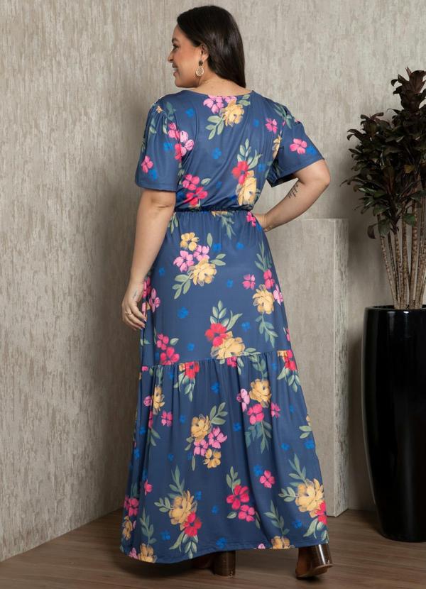 Quintess - Vestido Floral Azul com Franzidos 7